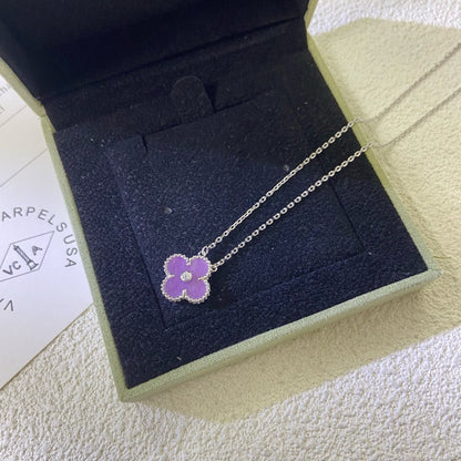 [Triumph Jewelry Jewelry]CLOVER 15MM DIAMOND  PURPLE VIOLET NECKLACE