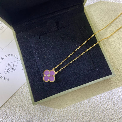 [Triumph Jewelry Jewelry]CLOVER 15MM DIAMOND  PURPLE VIOLET NECKLACE