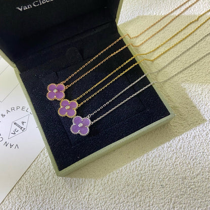 [Triumph Jewelry Jewelry]CLOVER 15MM DIAMOND  PURPLE VIOLET NECKLACE