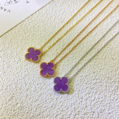 [Triumph Jewelry Jewelry]CLOVER 15MM  PURPLE VIOLET NECKLACE