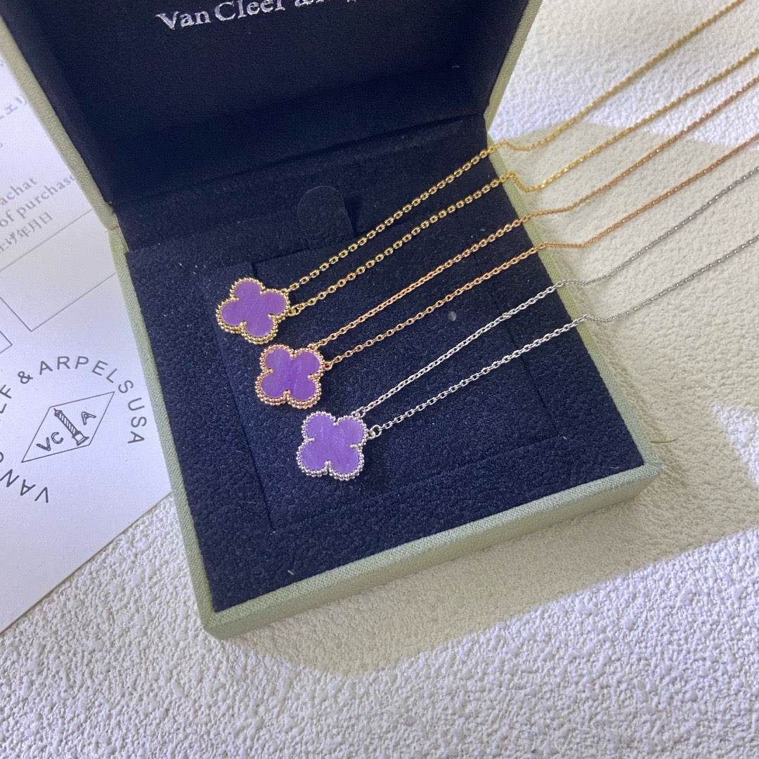 [Triumph Jewelry Jewelry]CLOVER 15MM  PURPLE VIOLET NECKLACE