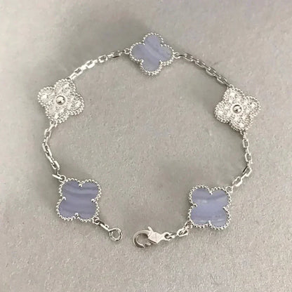 [Triumph Jewelry] CLOVER 5 MOTIF PURPLE CHALCEDONY BRACELET COLLECTION