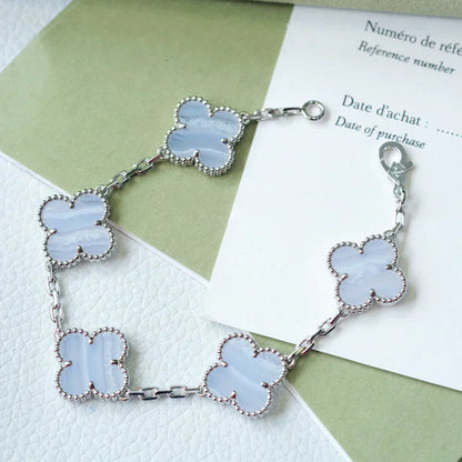 [Triumph Jewelry] CLOVER 5 MOTIF PURPLE CHALCEDONY BRACELET COLLECTION
