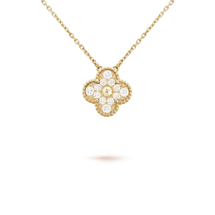 [Triumph Jewelry]CLOVER 15MM DIAMOND SINGLE FLOWER NECKLACE