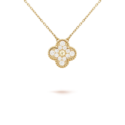 [Triumph Jewelry]CLOVER 15MM DIAMOND SINGLE FLOWER NECKLACE