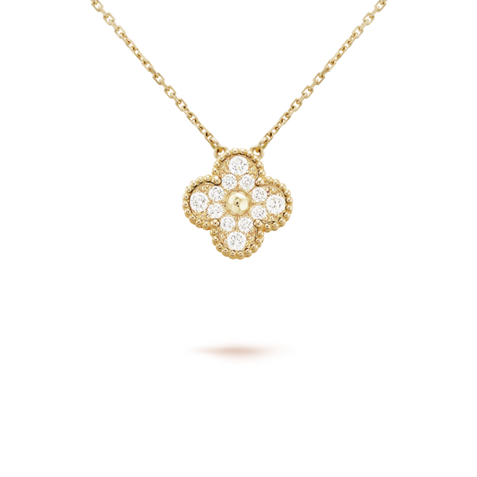 [Triumph Jewelry]CLOVER 15MM DIAMOND SINGLE FLOWER NECKLACE