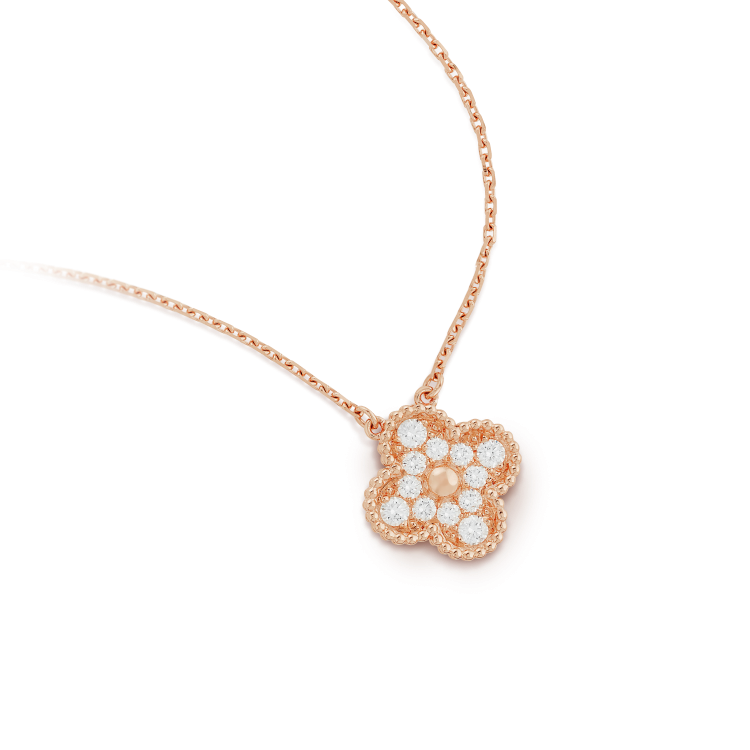 [Triumph Jewelry]CLOVER 15MM DIAMOND SINGLE FLOWER NECKLACE