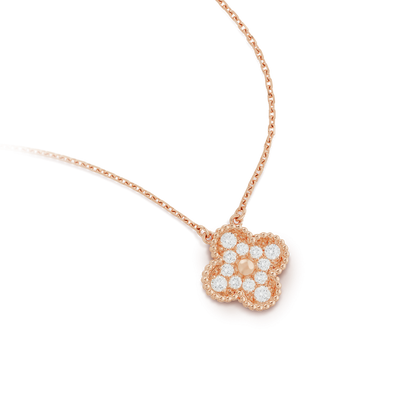 [Triumph Jewelry]CLOVER 15MM DIAMOND SINGLE FLOWER NECKLACE