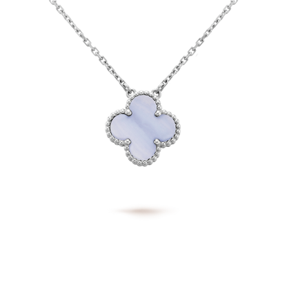 [Triumph Jewelry]CLOVER 15MM BLUE CHALCEDONY NECKLACE SILVER