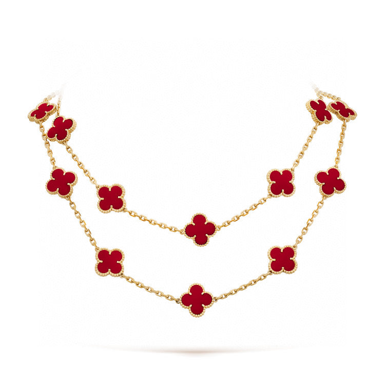 [Triumph Jewelry]CLOVER 20 MOTIFS CARNELIAN NECKLACE