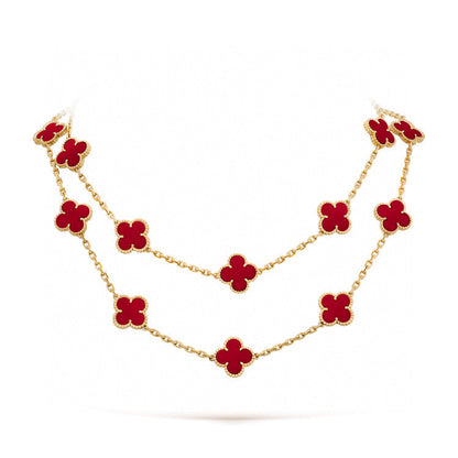 [Triumph Jewelry]CLOVER 20 MOTIFS CARNELIAN NECKLACE