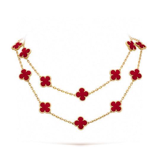 [Triumph Jewelry]CLOVER 20 MOTIFS CARNELIAN NECKLACE