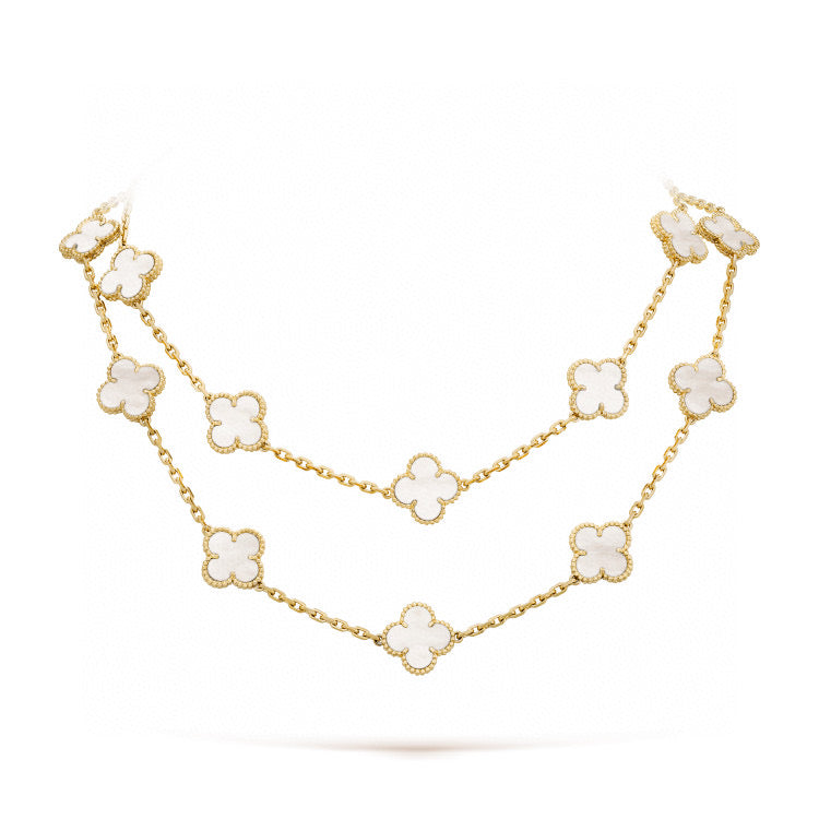 [Triumph Jewelry]CLOVER 20 MOTIFS WHITE MOP NECKLACE