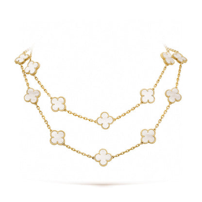 [Triumph Jewelry]CLOVER 20 MOTIFS WHITE MOP NECKLACE
