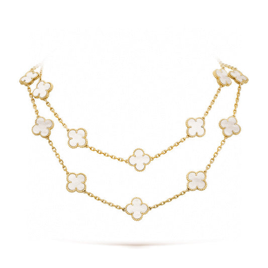 [Triumph Jewelry]CLOVER 20 MOTIFS WHITE MOP NECKLACE