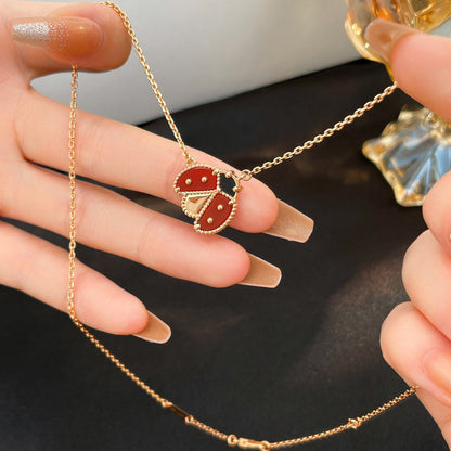 [Triumph Jewelry]LUCKY  CARNELIANS LADYBUG NECKLACE