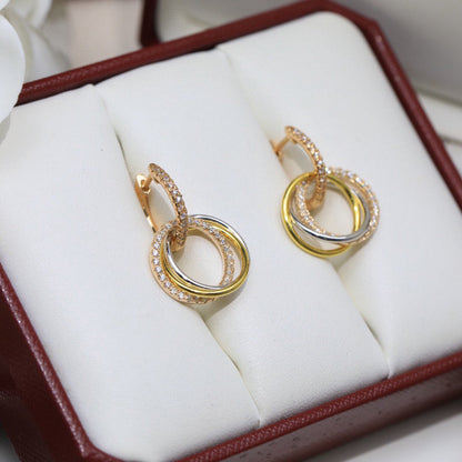 [Triumph Jewelry]TRINITY HALF DIAMOND  EARRINGS