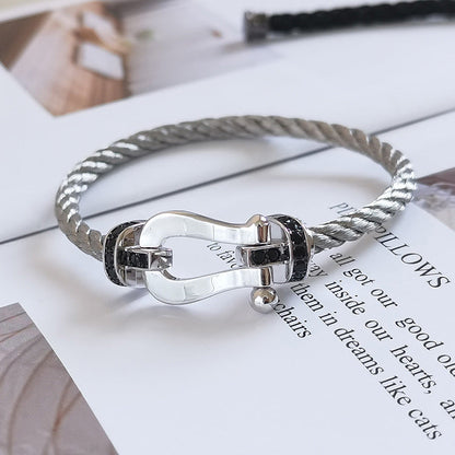 [Triumph Jewelry]FORCE LARGE HORSESHOE BLACK DIAMOND BRACELET SILVER
