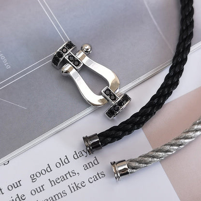 [Triumph Jewelry]FORCE LARGE HORSESHOE BLACK DIAMOND BRACELET SILVER