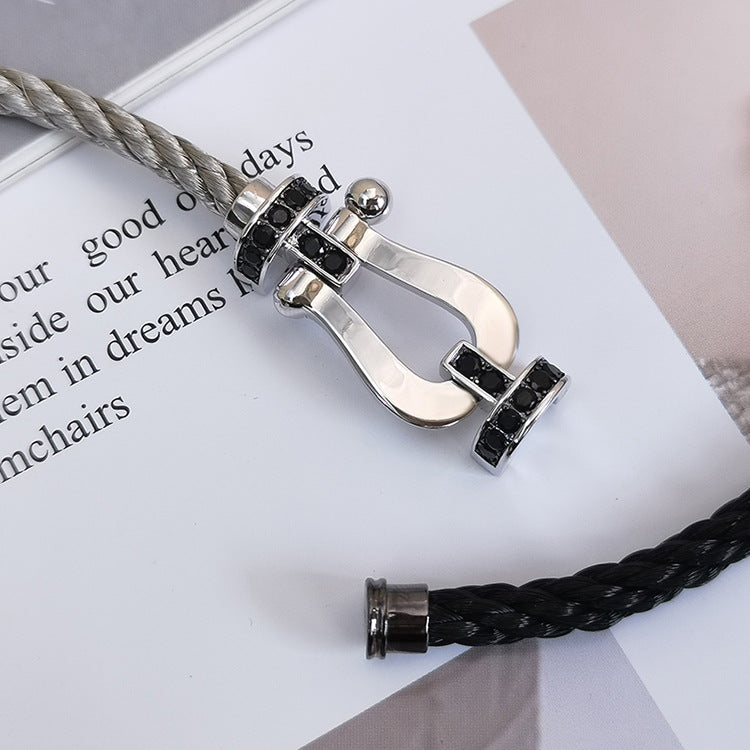 [Triumph Jewelry]FORCE LARGE HORSESHOE BLACK DIAMOND BRACELET SILVER