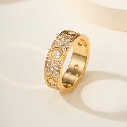 [Triumph Jewelry]LOVE 5.5MM FULL-PAVE 6-DIAMOND RING