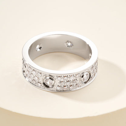 [Triumph Jewelry]LOVE 5.5MM FULL-PAVE 6-DIAMOND RING