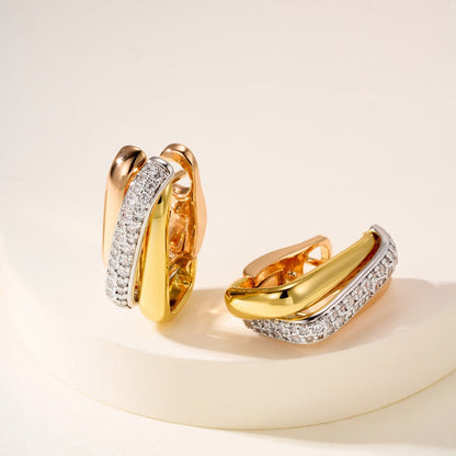 [Triumph Jewelry]TRINITY HALF DIAMOND  CUSHION EARRINGS