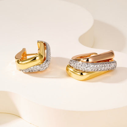 [Triumph Jewelry]TRINITY HALF DIAMOND  CUSHION EARRINGS