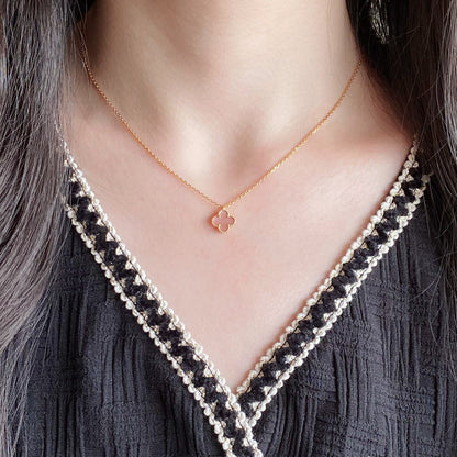 [Triumph Jewelry]CLOVER 15MM PINK MOTHER-OF-PEARL SINGLE FLOWER NECKLACE
