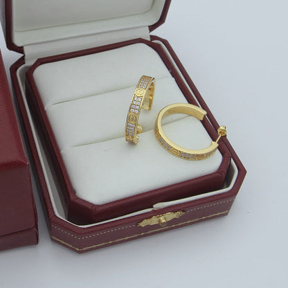 [Triumph Jewelry]LOVE EARRINGS 3.6MM DIAMOND PAVED