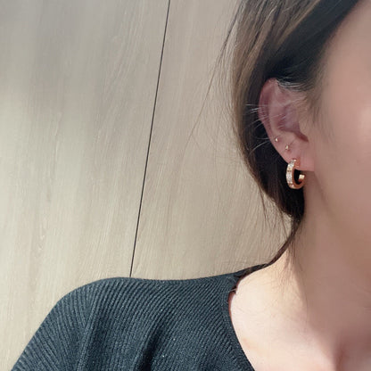 [Triumph Jewelry]LOVE 5.5MM DIAMOND PAVED EARRINGS