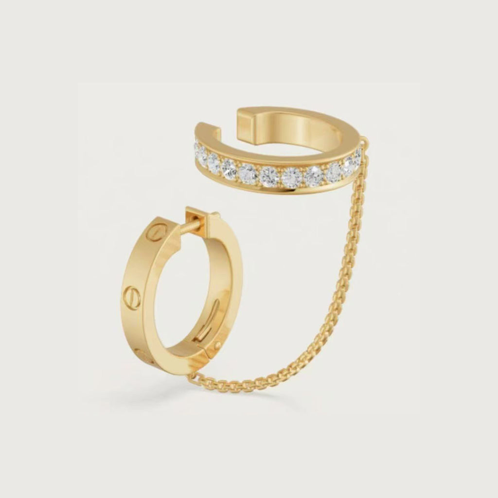 [Triumph Jewelry]LOVE 3.0MM HALF DIAMOND EARRINGS
