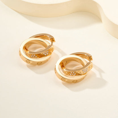 [Triumph Jewelry]LOVE 3.3MM DANGLE HALF DIAMOND EARRINGS