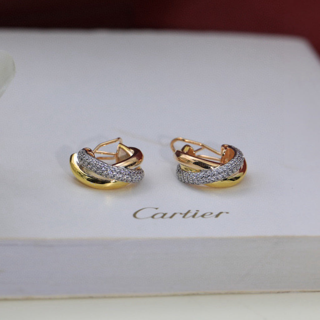 [Triumph Jewelry]TRINITY HALF DIAMOND  CLASSIC EARRINGS