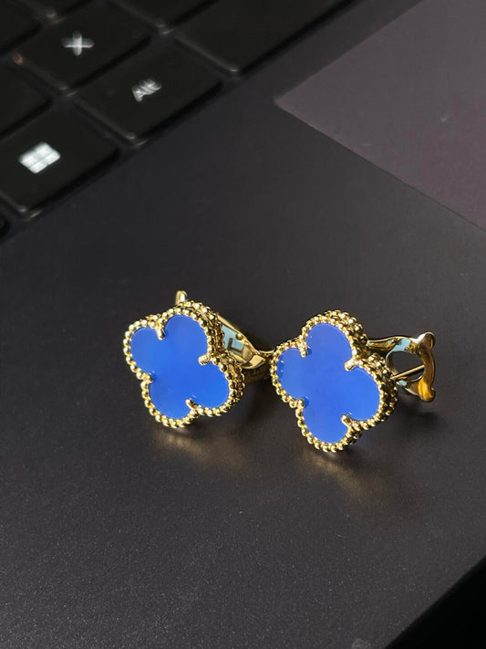 [Triumph Jewelry] CLOVER LARGE (20mm) 1 MOTIFS BLUE MOP STUD EARRINGS