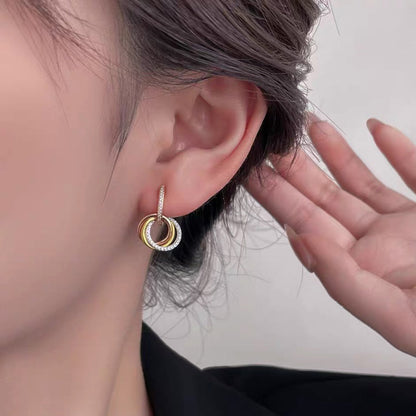 [Triumph Jewelry]TRINITY HALF DIAMOND  EARRINGS