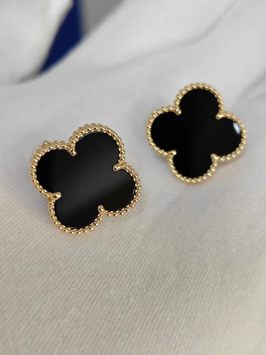 [Triumph Jewelry]CLOVER 20MM BLACK MOP EARRINGS
