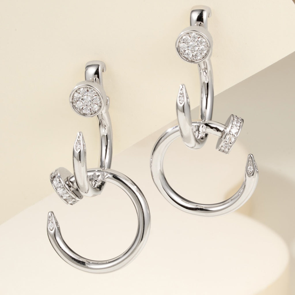 [Triumph Jewelry]JUSTE HALF DIAMOND DOUBLE EARRINGS