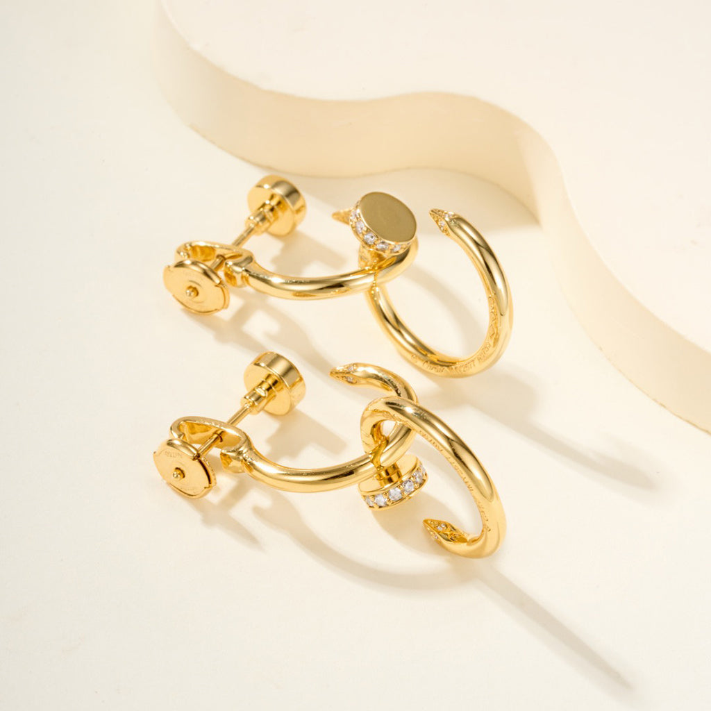 [Triumph Jewelry]JUSTE HALF DIAMOND DOUBLE EARRINGS