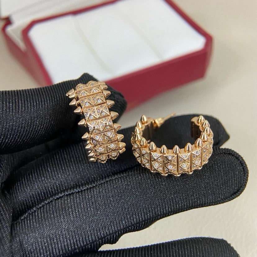 [Triumph Jewelry]CLASH 9.2MM FULL DIAMOND DOUBLE ROW EARRINGS