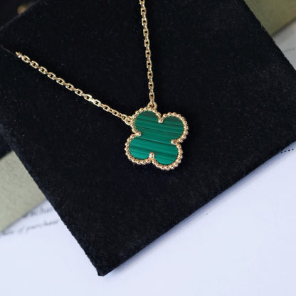 [Triumph Jewelry]CLOVER 15MM MALACHITE SINGLE FLOWER  NECKLACE