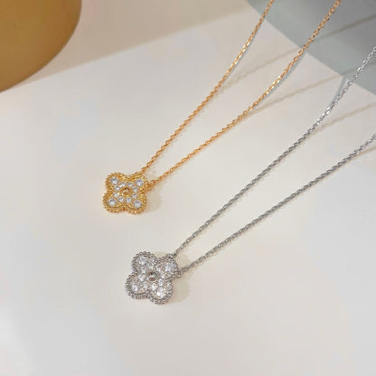 [Triumph Jewelry]CLOVER 15MM DIAMOND SINGLE FLOWER NECKLACE