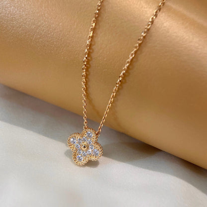 [Triumph Jewelry]CLOVER 15MM DIAMOND SINGLE FLOWER NECKLACE