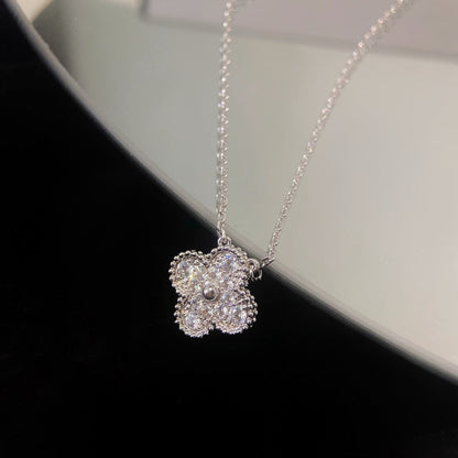 [Triumph Jewelry]CLOVER 15MM DIAMOND SINGLE FLOWER NECKLACE