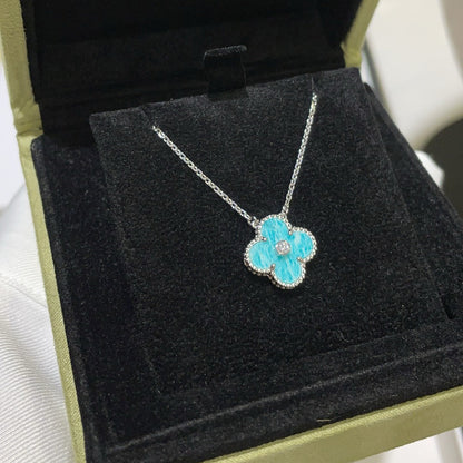 [Triumph Jewelry]CLOVER 15MM DIAMOND SVRES PORCELAIN  NECKLACE SILVER
