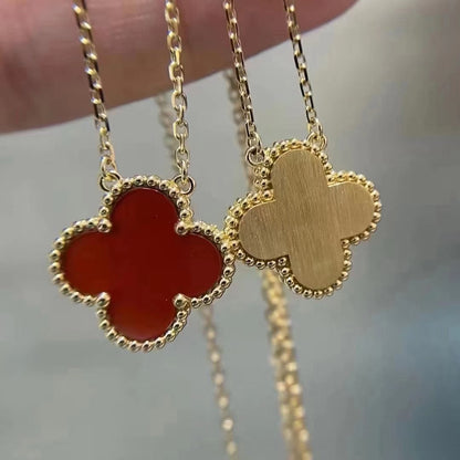 [Triumph Jewelry]CLOVER 15MM CARNELIAN SINGLE FLOWER NECKLACE