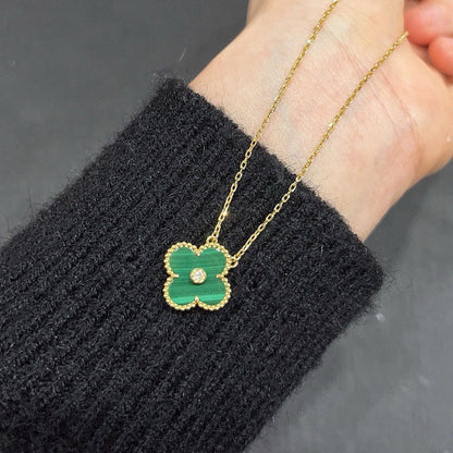 [Triumph Jewelry]CLOVER 15MM DIAMOND TURQUOISE NECKLACE