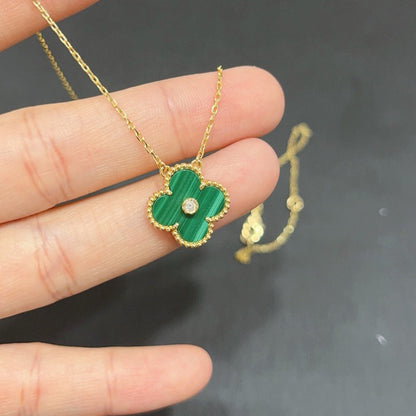 [Triumph Jewelry]CLOVER 15MM DIAMOND TURQUOISE NECKLACE