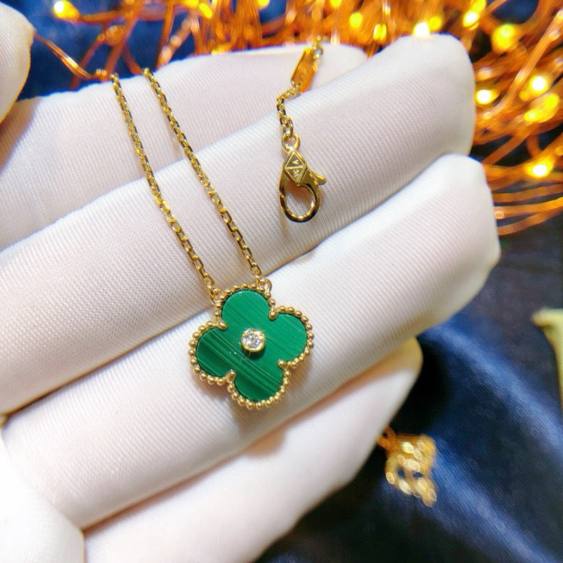 [Triumph Jewelry]CLOVER 15MM DIAMOND TURQUOISE NECKLACE