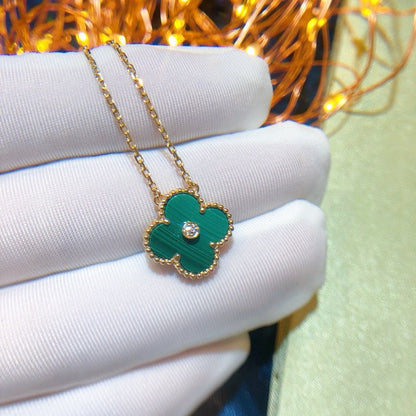 [Triumph Jewelry]CLOVER 15MM DIAMOND TURQUOISE NECKLACE